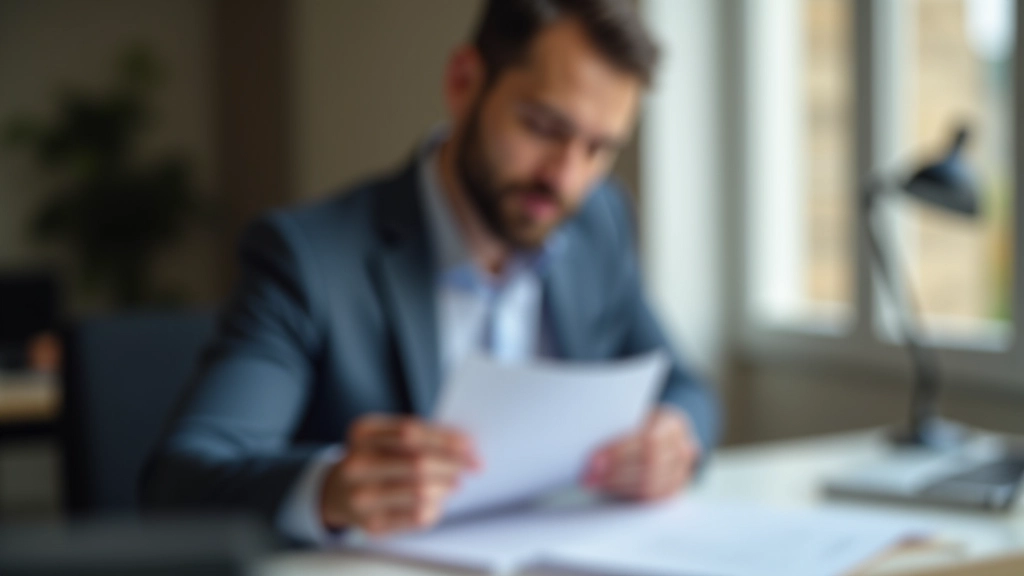 Homme professionnel tenant un document, préparant ses arguments pour une négociation
