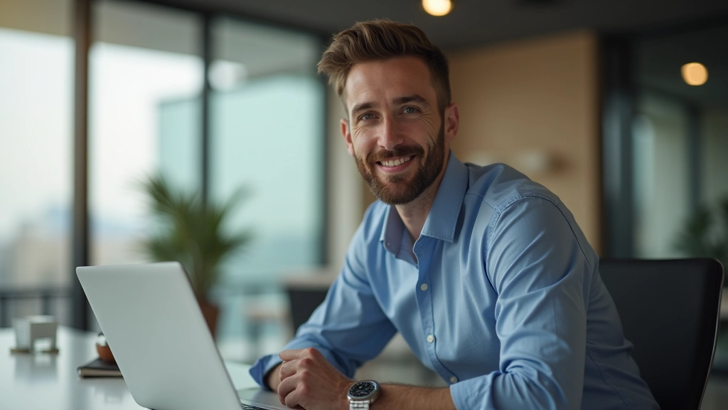 Professionnel consultant des données salariales sur son ordinateur portable dans un bureau moderne