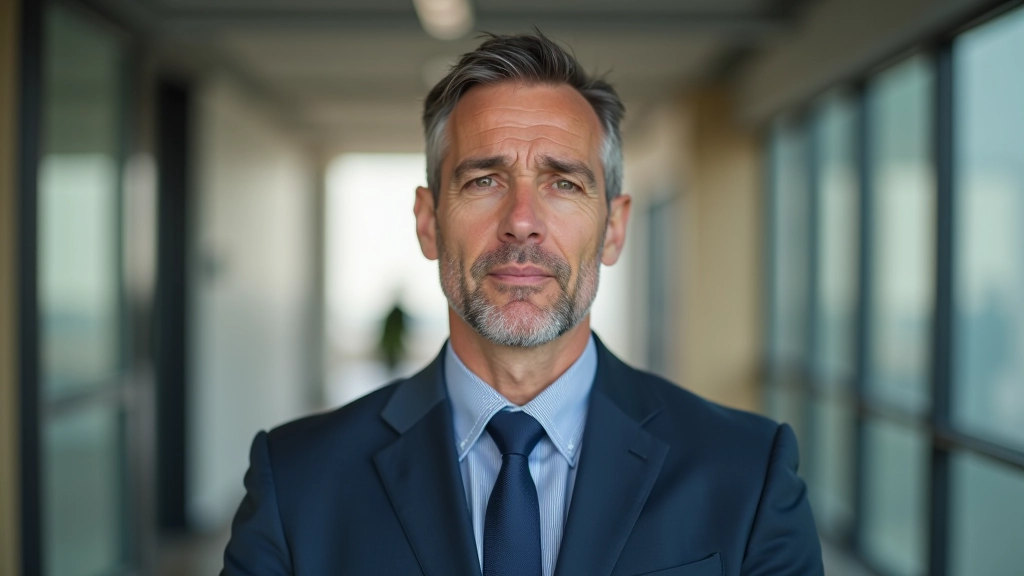 Homme d'affaires regardant anxieusement sa montre avant une réunion importante dans un couloir d'entreprise