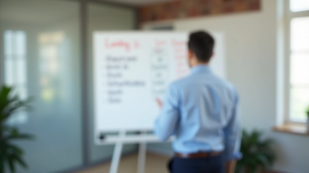 Entrepreneur analysant une stratégie sur tableau blanc, diagramme de flux avec différents canaux de revenus, espace de travail créatif, éclairage naturel, mise au point nette