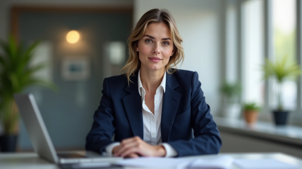 Femme professionnelle examinant un graphique de performance sur son ordinateur portable, avec des tableaux de données visibles en arrière-plan